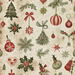 seamless Seamless 3D PBR Texture of Vintage Christmas Ornaments on Digital Paper texture 8k free download PBR