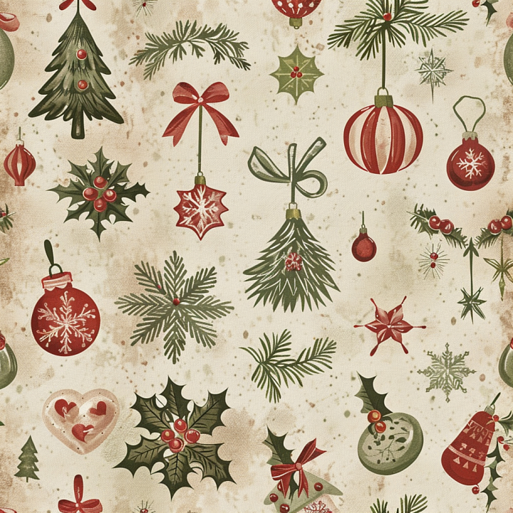All Christmas Digital paper of Vintage Christmas Digital Paper with Orn… seamless PBR texture preview
