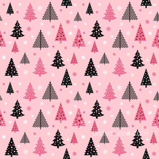 Christmas Pink Fabric Texture Featuring Stylized Tree Motifs seamless Christmas Pink PBR texture