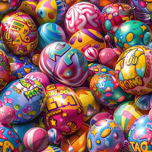 Seamless 3D PBR Texture of Vibrant Colorful Graffiti Spheres with Urban Tags texture preview