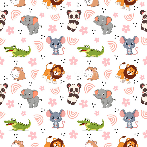Pattern Bundle - Seamless 3D Pattern PBR Texture with Cute Cartoon Animals and Playful Motifs texture preview