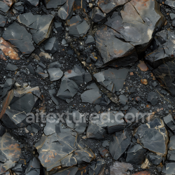 seamless Seamless 3D Black Shale Rocky Ground PBR Texture with Fractured Slate Plates texture 8k free download PBR