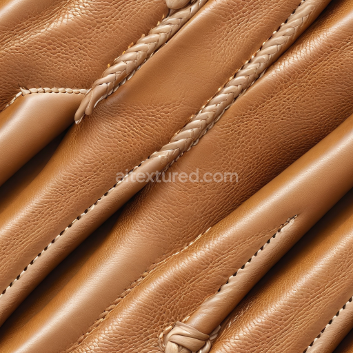 Seamless 3D Tan Braided and Textured Leather PBR Texture with Stitched Panels