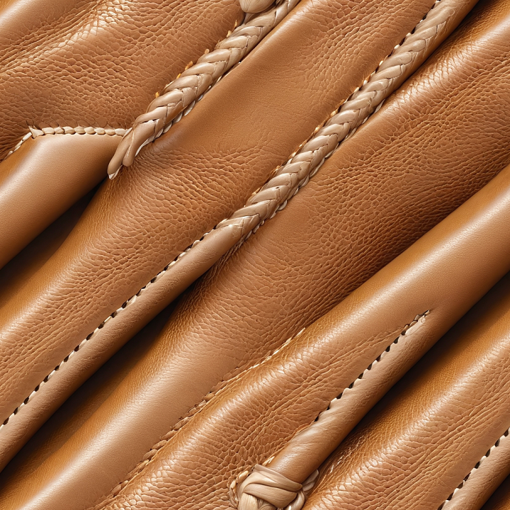 Tan Braided and Textured Leather with Stitched Panels seamless PBR texture preview