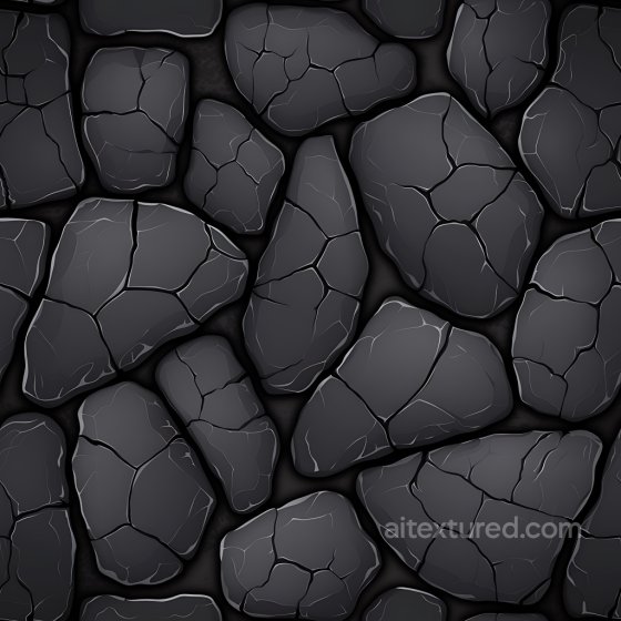Cracked Basalt Stone Texture with Fragmented Black Surface Cracked & Holes texture preview