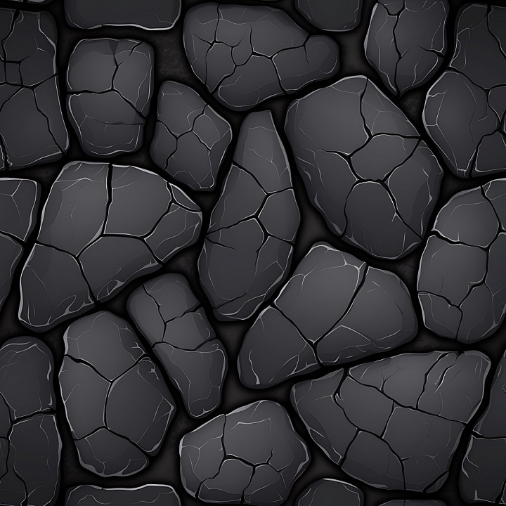 Cracked Basalt Stone with Fragmented Black Surface seamless PBR texture preview