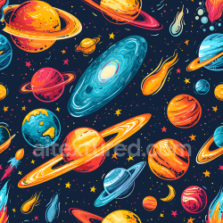 seamless Seamless 3D Space PBR Texture Featuring Colorful Cartoon Planets and Meteors texture 8k free download PBR