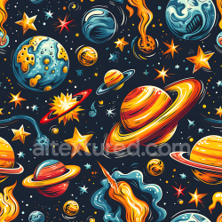 seamless Seamless 3D Space PBR Texture Featuring Cartoon Planets, Stars & Cosmic Elements texture 8k free download PBR