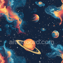 seamless Seamless 3D Space PBR Texture Featuring Vibrant Nebulae and Stylized Planets texture 8k free download PBR