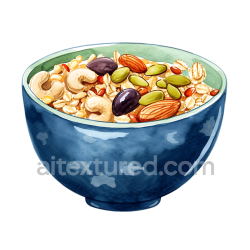 seamless Breakfast Bowl of Muesli with Nuts and Seeds Illustrated Graphic texture 8k free download PBR
