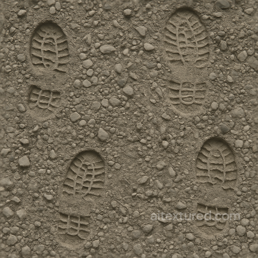 Of Rocky Footprints On Rough Pebbled Soil Ground seamless Footprints PBR texture