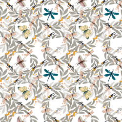 seamless Seamless 3D PBR Texture with Watercolor Dragonflies and Botanicals texture 8k free download PBR