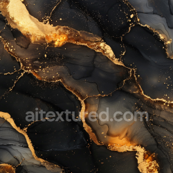 seamless Seamless 3D Alcohol Ink PBR Texture Featuring Black Background with Luxurious Gold Veins and Fluid Marbling texture 8k free download PBR
