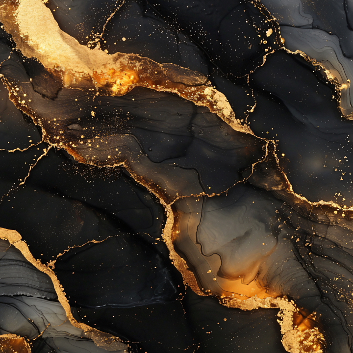 Alcohol Ink Featuring Black Background with Luxurious Gold Veins and Fl… seamless PBR texture preview