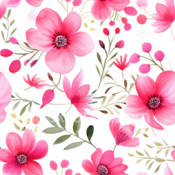 seamless Seamless Pink Flower 3D PBR Texture with Watercolor Floral Pattern texture 8k free download PBR