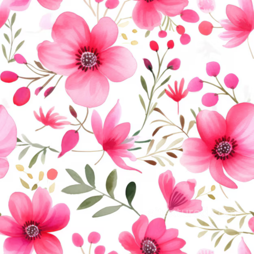 Seamless Pink Flower 3D PBR Texture with Watercolor Floral Pattern seamless Pink Flower PBR texture