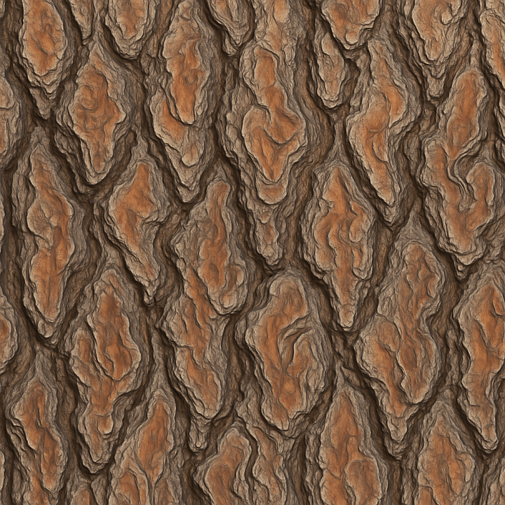 Ornate Pine Bark Wood seamless PBR texture preview