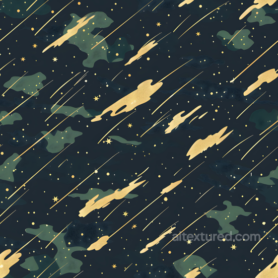 Futuristic Stellar Camouflage PBR Texture with Cosmic Gold and Dark Green Elements Color Camouflage texture preview
