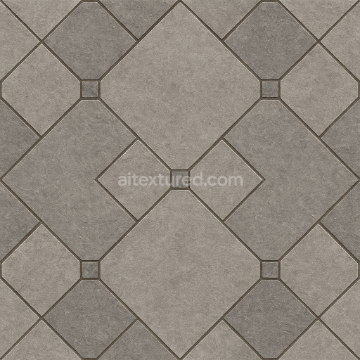 Seamless Stone PBR Texture — Park Pathway Made Large Trapezoidal Gray Stone Tiles