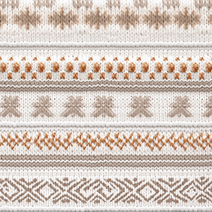 Knitted Wool Fabric with Warm Beige Christmas Pattern seamless PBR texture preview