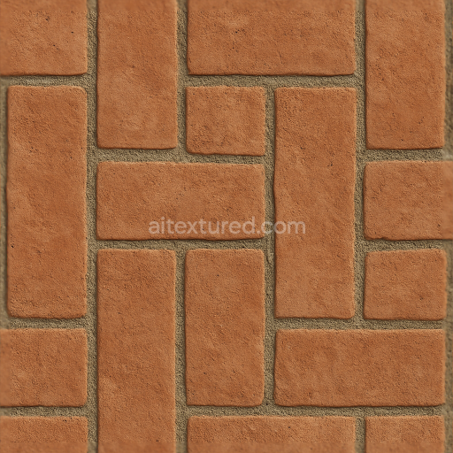 Seamless 3d texture pbr 8k basket weave mosaic with terracotta tiles and rough finish