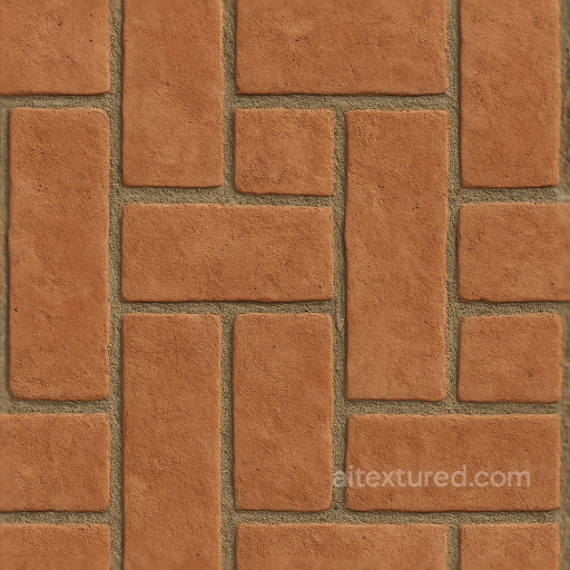 Basket Weave Mosaic With Terracotta Tiles And Rough Finish seamless Mosaic PBR texture