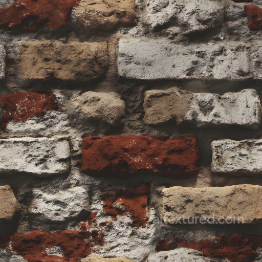 Rustic Cracked and Weathered Brick Wall Seamless Texture with Mixed Colors seamless Brick PBR texture