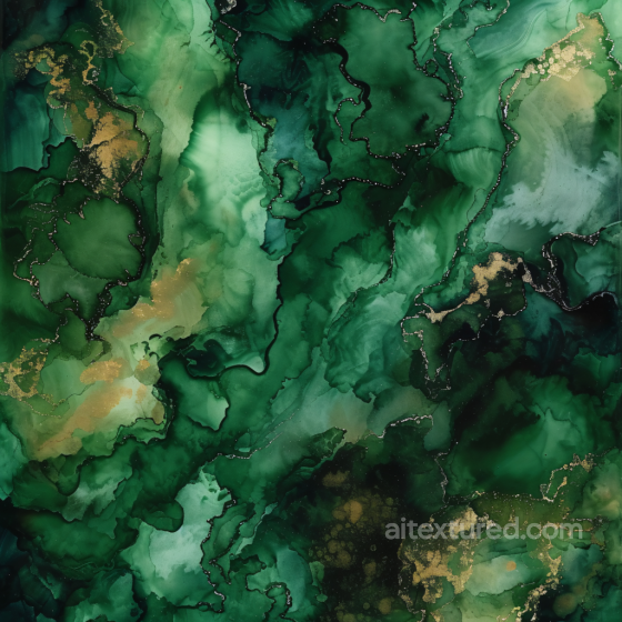 Alcohol Ink PBR Texture with Deep Green and Gold Marbling Alcohol ink texture preview