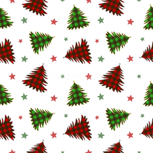 Pattern Bundle - Seamless 3D Pattern PBR Texture Featuring Christmas Plaid Trees and Stars on White texture preview