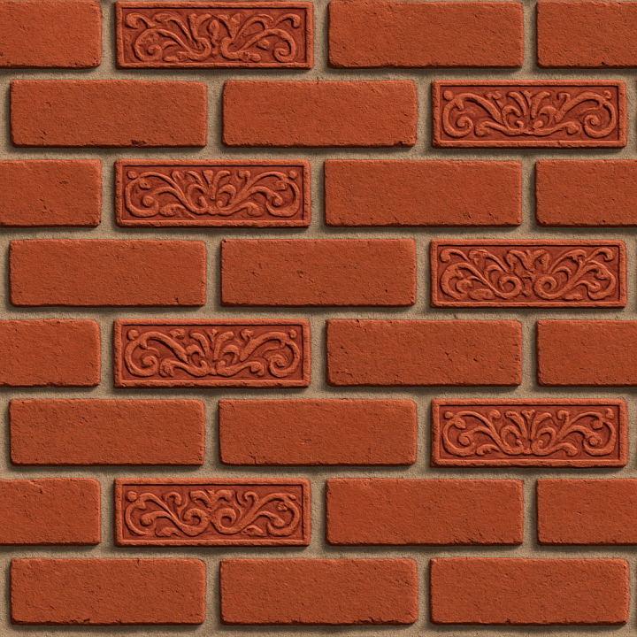 Decorative Red Brick seamless PBR texture preview
