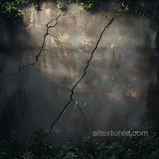 Cracked Concrete Wall PBR Texture with Moss and Foliage Details seamless Cracked & Holes PBR texture