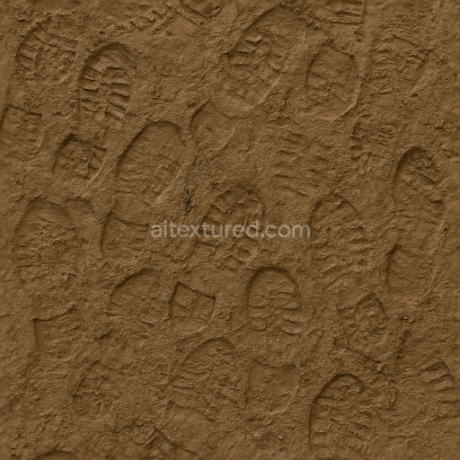 Seamless 3d texture pbr 8k muddy footprints on wet soil surface