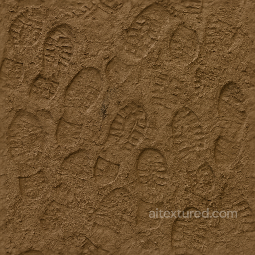 Muddy Footprints On Wet Soil Surface seamless Footprints PBR texture