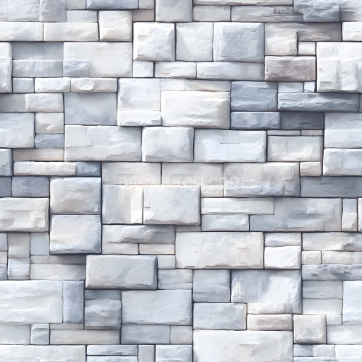 Seamless 3D Cracked White Stone Wall PBR Texture with Realistic Brick Pattern