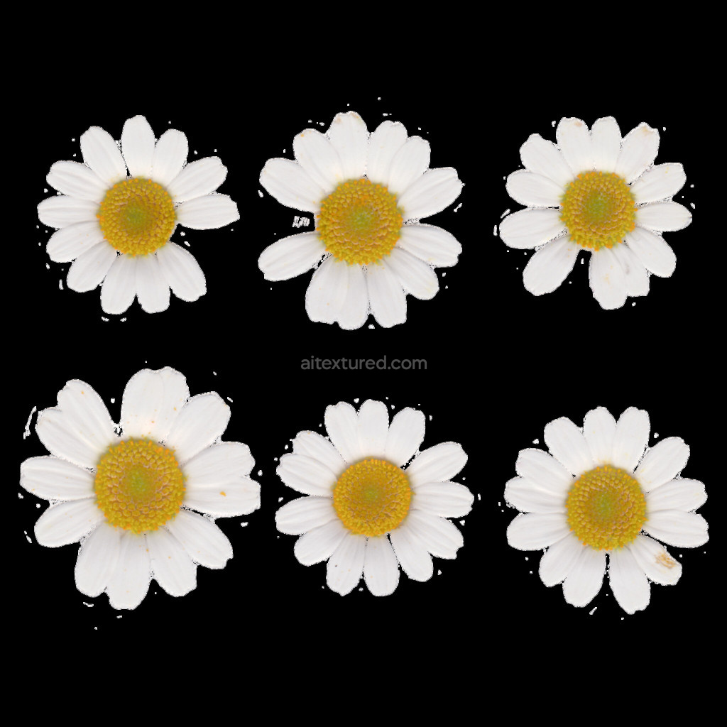 Seamless flower texture set with vibrant daisies