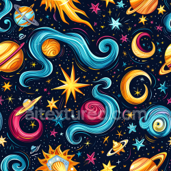 seamless Seamless 3D Cartoon Space PBR Texture Featuring Vibrant Planets and Stylized Stars texture 8k free download PBR