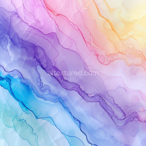 Seamless 3D Alcohol Ink PBR Texture with Pastel Fluid Waves and Organic Veins