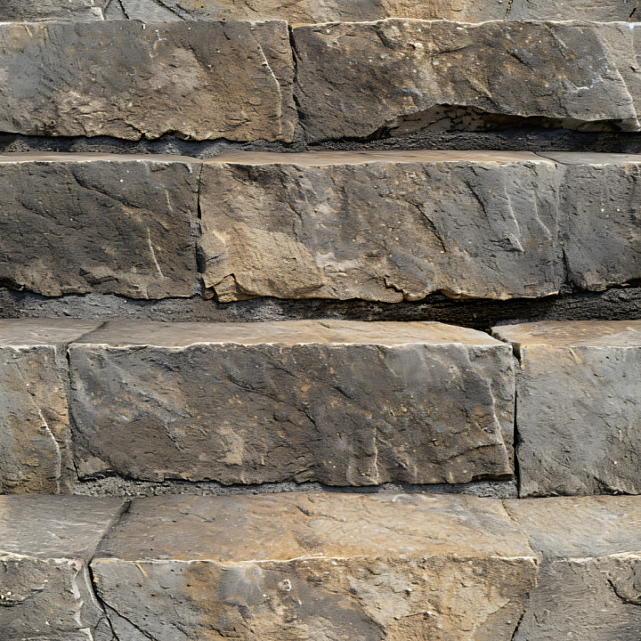 Weathered Stone Wall with Rough Layered Blocks seamless PBR texture preview