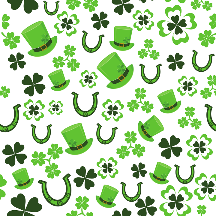St Patrick-Themed Pattern With Leprechaun Hats And Shamrocks seamless PBR texture preview