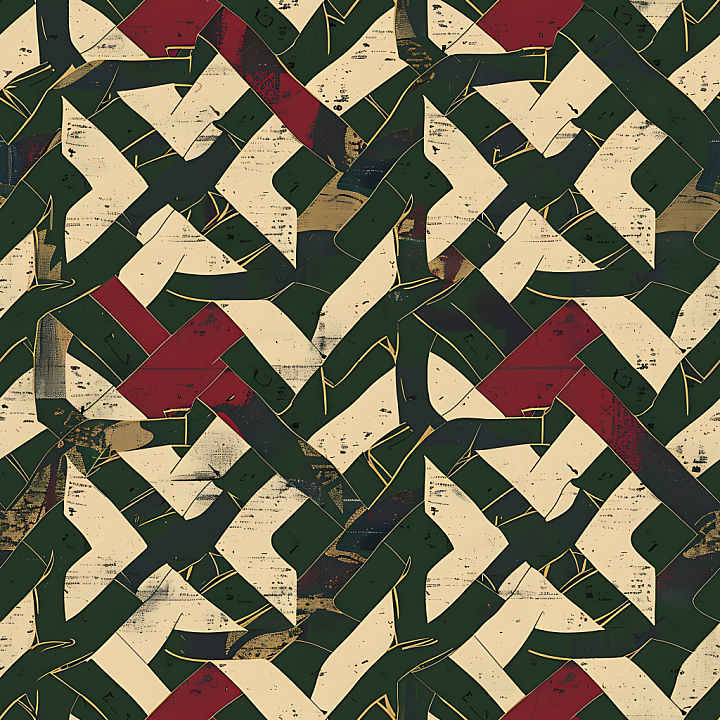 Stylized Geometric Camouflage with Bold Earth Tones seamless PBR texture preview