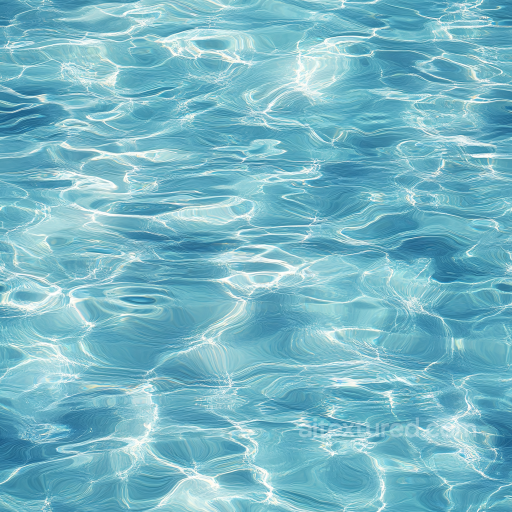 Clear Pool Water PBR Texture Featuring Subtle Wave Ripples and Bright Light Reflections seamless Water PBR texture
