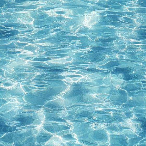 Clear Pool Water PBR Texture Featuring Subtle Wave Ripples and Bright Light Reflections Water texture preview