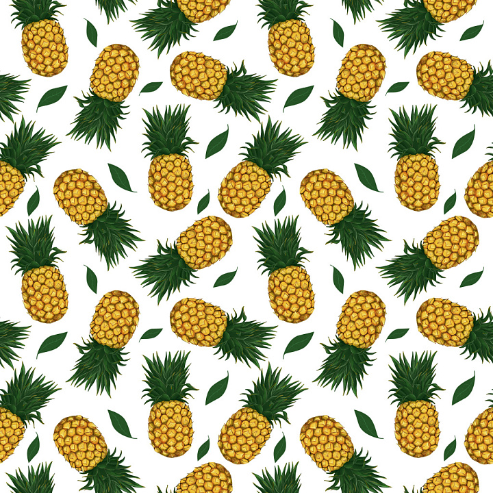 Pattern Featuring Realistic Pineapple Motifs and Green Leaves Wood seamless PBR texture preview