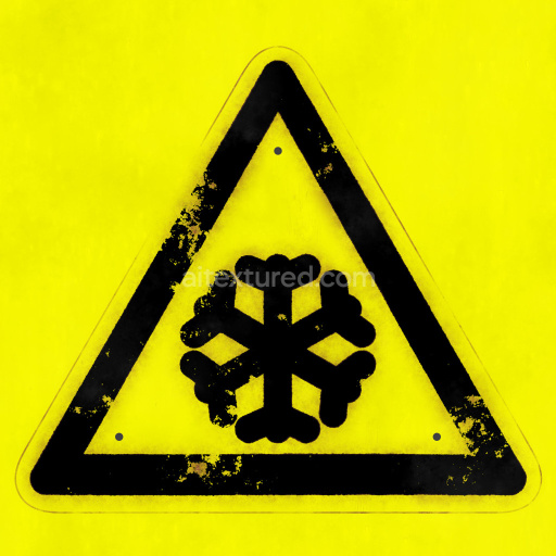 Sign Warning Safety Bright Yellow Graphic Iconic Symbol Cold Triangle