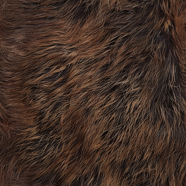 Brown Long Furry Leather with Natural Hair Flow seamless PBR texture preview