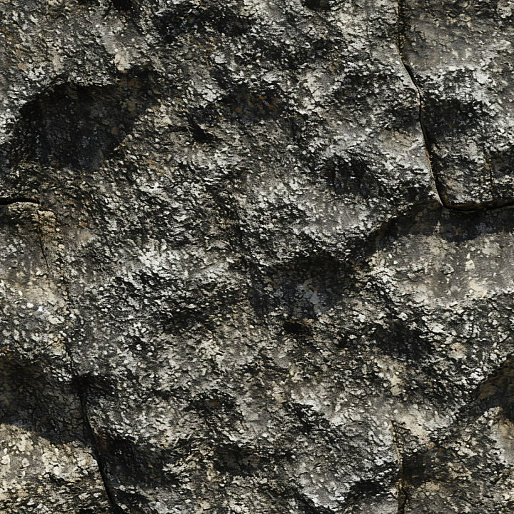Weathered Cliff Rock Featuring Natural Lichen and Cracks seamless PBR texture preview