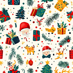 seamless Seamless 3D PBR texture of colorful Christmas digital paper with festive icons texture 8k free download PBR