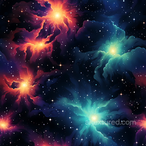 Space PBR Texture Featuring Vibrant Cosmic Nebulae and Radiant Star Clusters seamless Star, space, planets PBR texture