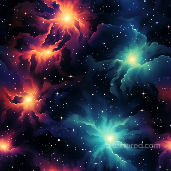 Space PBR Texture Featuring Vibrant Cosmic Nebulae and Radiant Star Clusters Star, space, planets texture preview