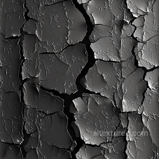 Cracked Black Paint Texture with Jagged Deep Splits seamless Cracked & Holes PBR texture